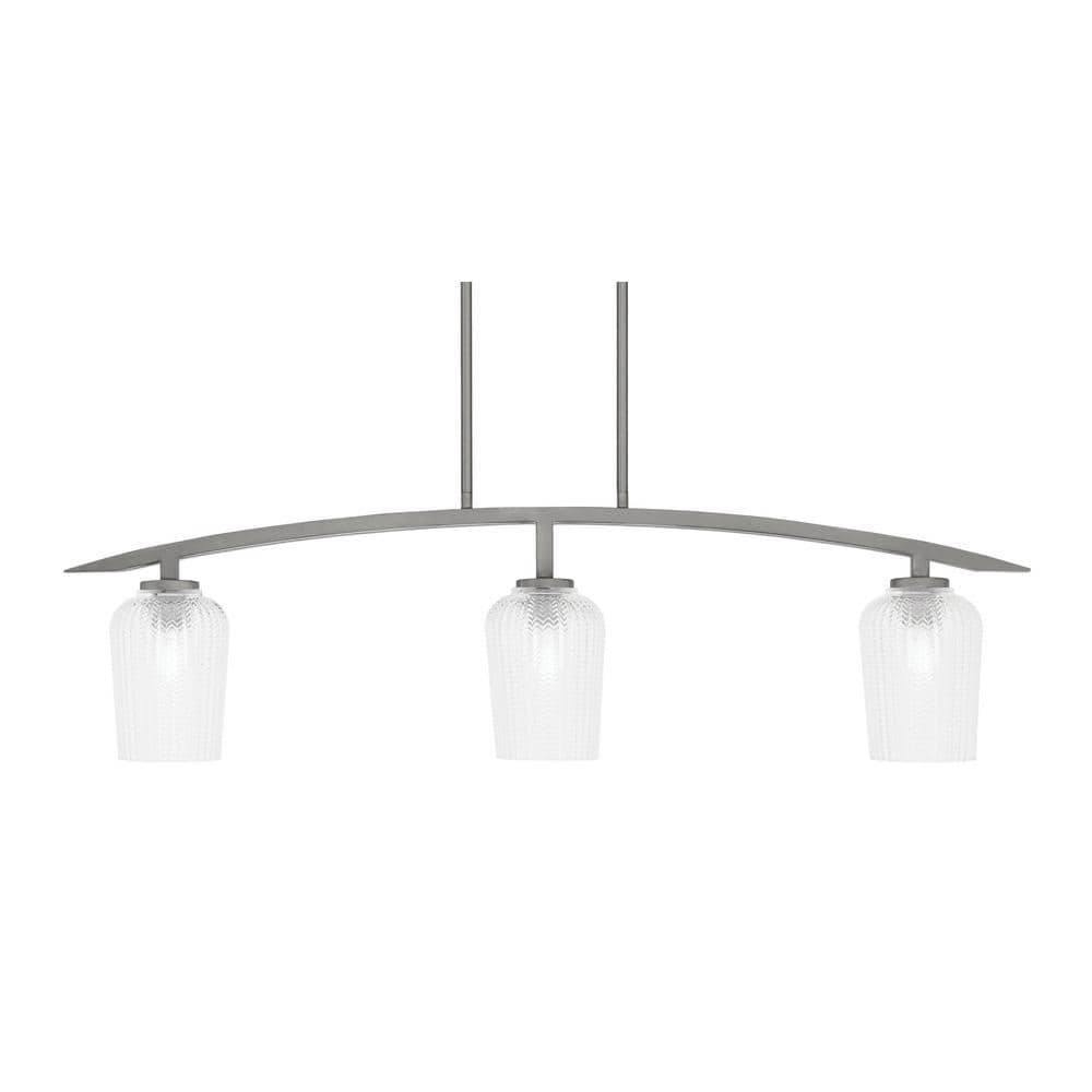 Siena 41 in. 3-Light Graphite Chandelier with 5 in. Clear Textured Glass Sh