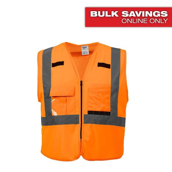 Milwaukee 4X-Large/5X-Large Orange Class-2 High Visibility Safety Vest with 10-Pockets
