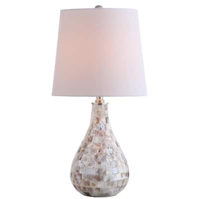 Transitional White Table Lamps, Hayworth Rosette Table Lamp