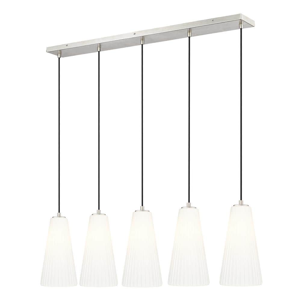 Farrell 5-Light in Brushed Nickel Linear Chandelier with no bulbs included