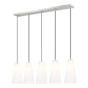 Farrell 5-Light in Brushed Nickel Linear Chandelier with no bulbs included