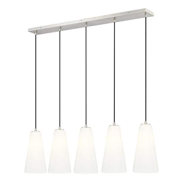 Unbranded Farrell 5-Light in Brushed Nickel Linear Chandelier with no bulbs included