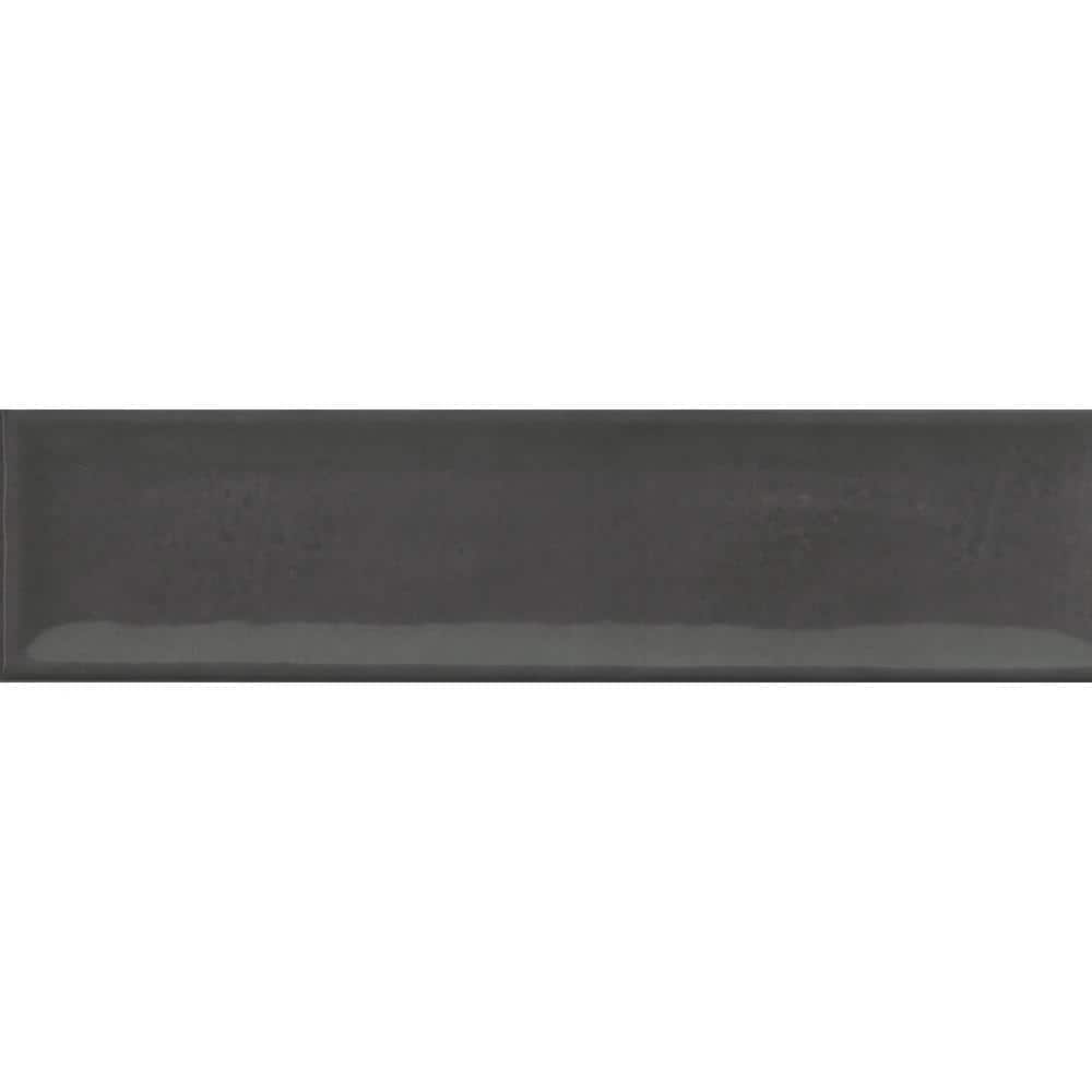 Charcoal Glossy Ceramic 3x12 Wall Tile for Bathroom and Kitchen
