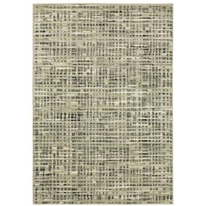 Sienna Beige/Gray 4 ft. x 6 ft. Industrial Geometric Distressed Abstract Striped Polypropylene Indoor Area Rug