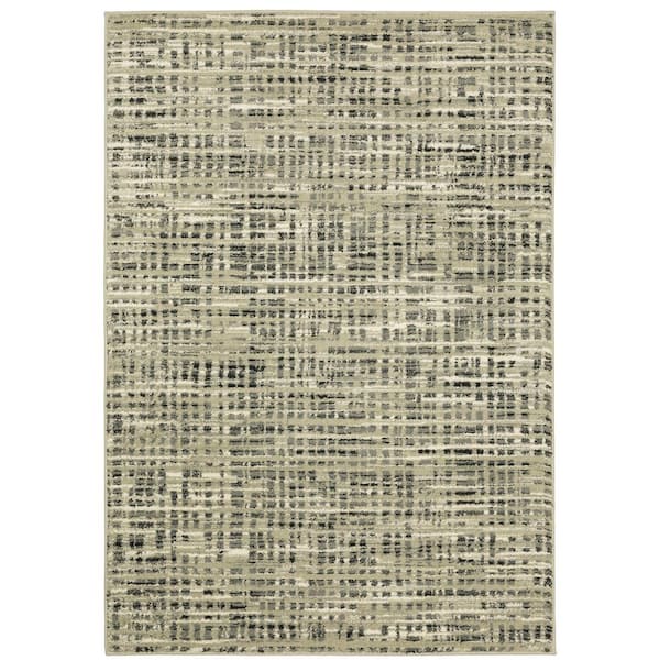 AVERLEY HOME Sienna Beige/Gray 7 ft. x 9 ft. Industrial Geometric Distressed Abstract Striped Polypropylene Indoor Area Rug