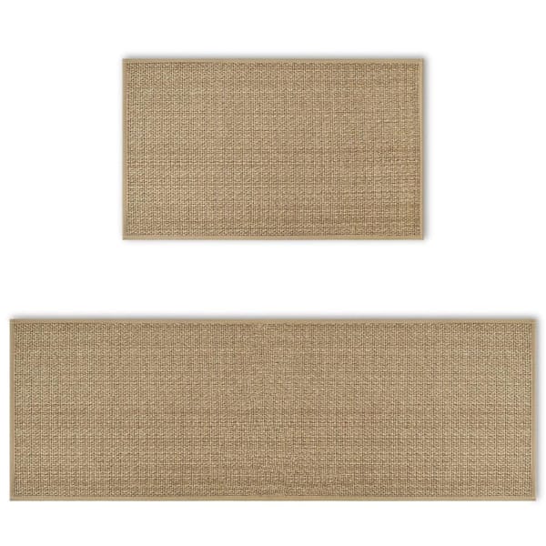 17 in. x 29 in. and 17 in. x 47 in. Chenille and Rubber Washable Non-Slip Indoor Kitchen Mats, 2-Pack