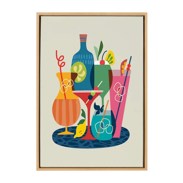 Kate and Laurel Mid Century Modern Cocktails by Rachel Lee Framed Drink Canvas Wall Art Print 33.00 in. x 23.00 in.