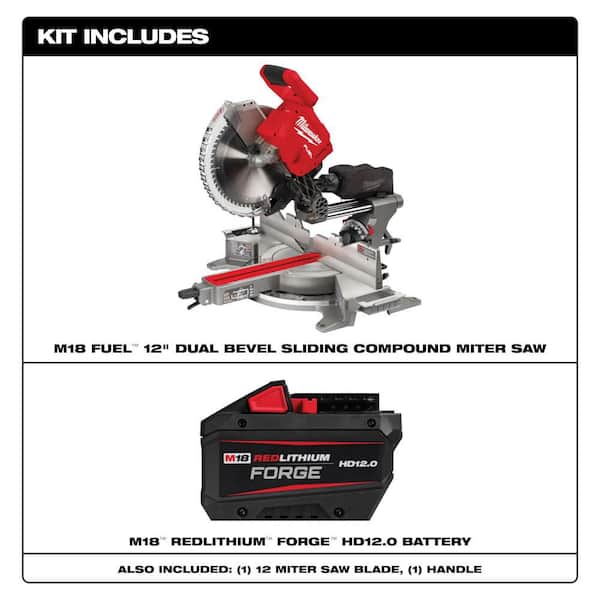 M18 FUEL 18V Lithium-Ion Brushless Cordless 12 in. Dual Bevel Sliding Compound Miter Saw w/ FORGE 12.0 Ah Battery