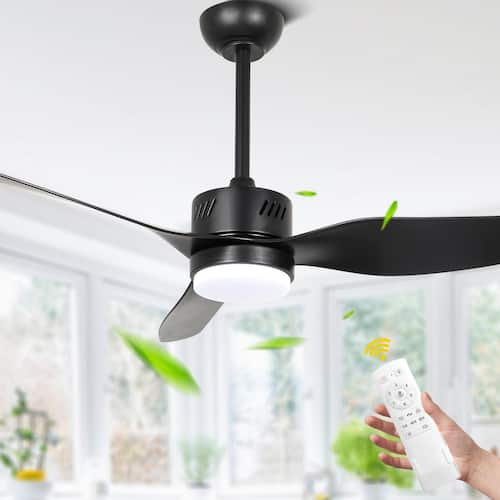 Olyvea 46 in. Black Reversible Dimmable Caged Ceiling Fan with LED Light and Remote Bella Depot Ceiling Fans With Lights