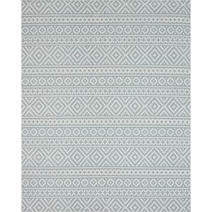 Breeze Blue 5 ft. x 8 ft. Stripe Indoor/Outdoor Area Rug