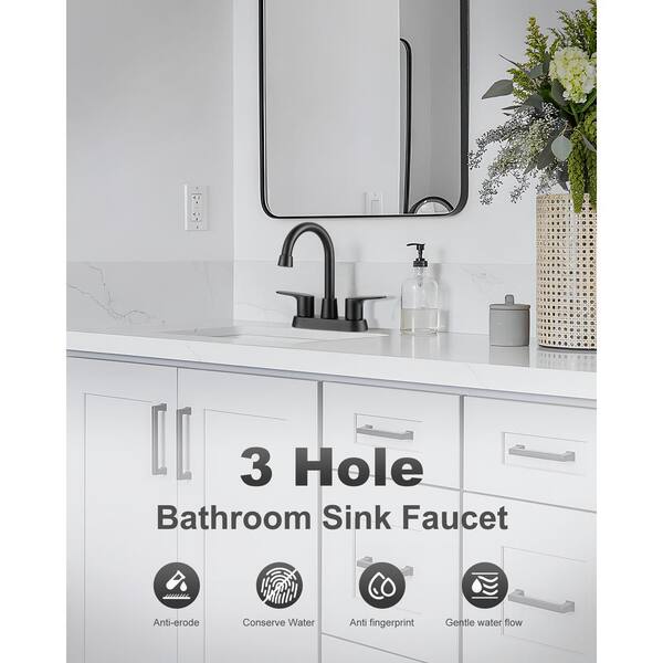 IVIGA 4 in. Centerset Double Handle Bathroom Faucet with Swivel