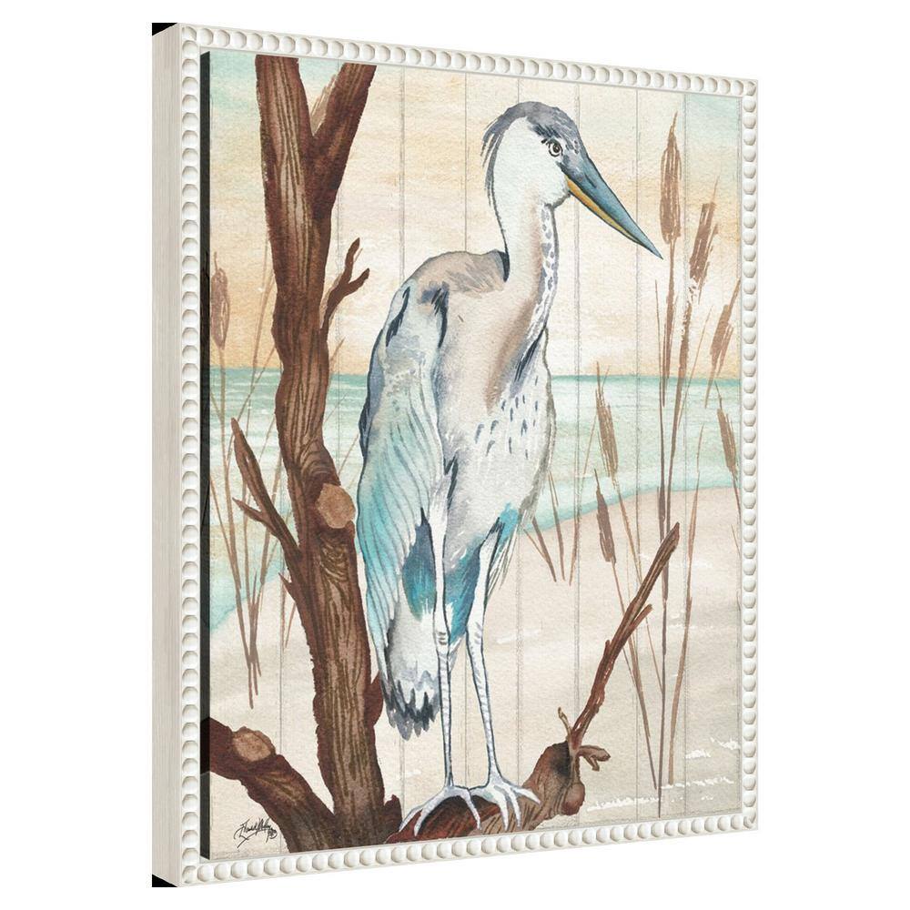 Heron on Branch Coastal Canvas Framed Wall Art 16 x 20