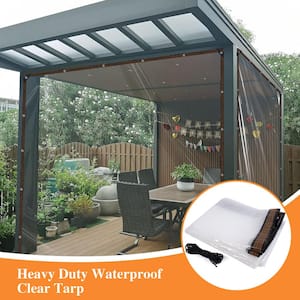 10 ft. x 20 ft. Clear Tarp Heavy Duty Waterproof with Eyelets for Camping, Patio Pergola Garden Canopy Rainproof