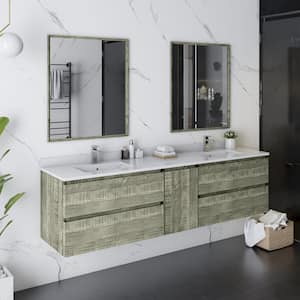 Formosa 72 in. W x 20 in. D x 20 in. H Bath Vanity in Sage Gray with Vanity Top in White with 2 White Sinks and Mirrors
