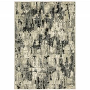 Grey Beige Charcoal and Blue 2 ft. x 3 ft. Abstract Area Rug