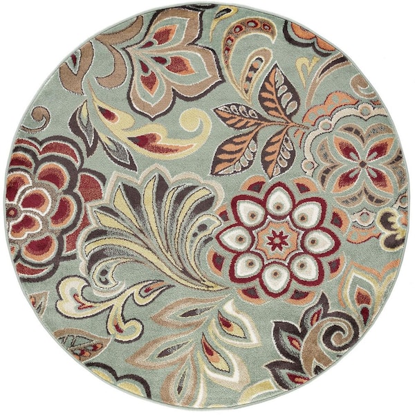 Deco Abstract Seafoam 8 ft. Round Indoor Area Rug