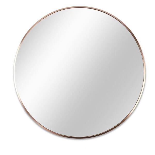 Unbranded 32 in. W x 32 in. H Gold Round Framed Wall Mount Anti-Fog Bathroom Vanity Mirror