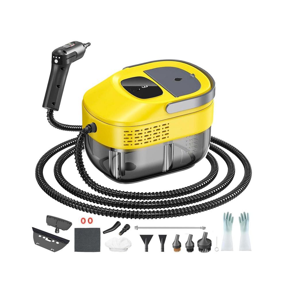 1500W Handheld Corded Steam Cleaner w 3 Levels Steam, 1. 6Qt Tank for Car, Grout, Tile, Couch, Floor, Windows in Yellow price history on PriceWatchPro