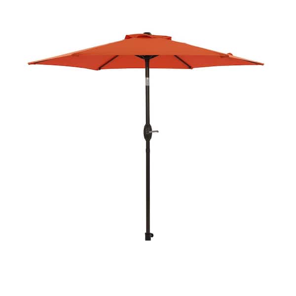 Inner Decor Elias 7.5 ft. Steel Market Tilt Patio Umbrella in Orange without Base