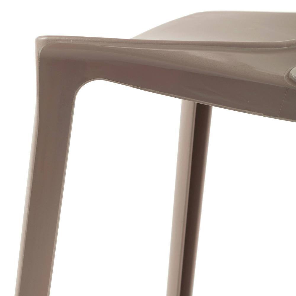 Cornelia Solid Taupe Stackable Plastic Side Chair with Tree Design