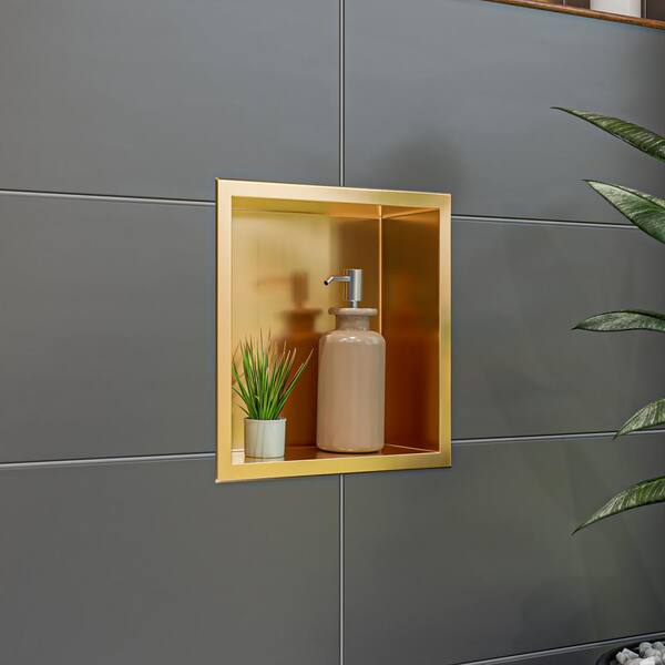 MERRANOX 30" X 12" Champagne Gold Shower Niche, Stainless Steel Wall Niche, Recessed Shower Storage, No Tile Needed, Anti-Fingerprint & Easy Installation