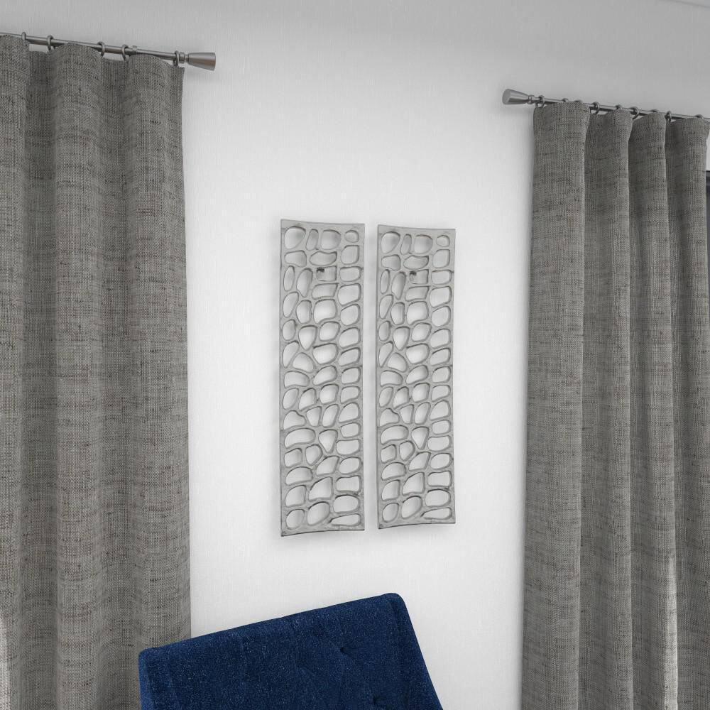 Silver Aluminum Abstract Cutout Wall Sculpture Set