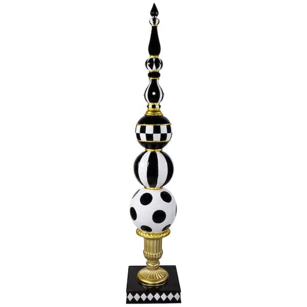 Commercial Size Ball Finial Christmas Decoration-71.25 in. -Black and White