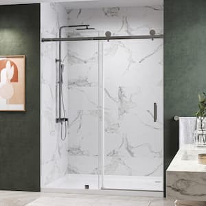 Serenity 72 in. W x 76 in. H Single Sliding Frameless Shower Door in Chrome with 3/8 in. Clear Glass