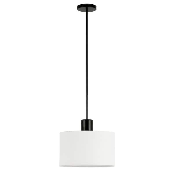 Meyer&Cross Henri 1-Light Blackened Bronze Pendant with Fabric Shade