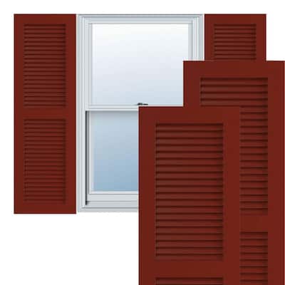 18" x 29" True Fit PVC Two Equal Louver Shutters, Pepper Red (Per Pair)