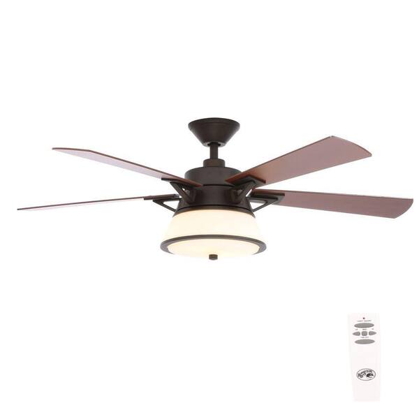 Hampton Bay Marlowe 52 in. Indoor Oil Rubbed Bronze Ceiling Fan with Light Kit and Remote Control