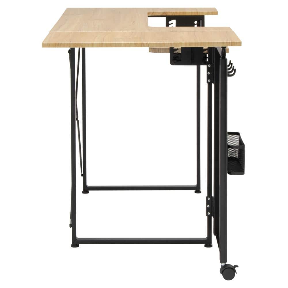 Pivot Sewing Table with Swingout Storage Panel and Adjustable Platform