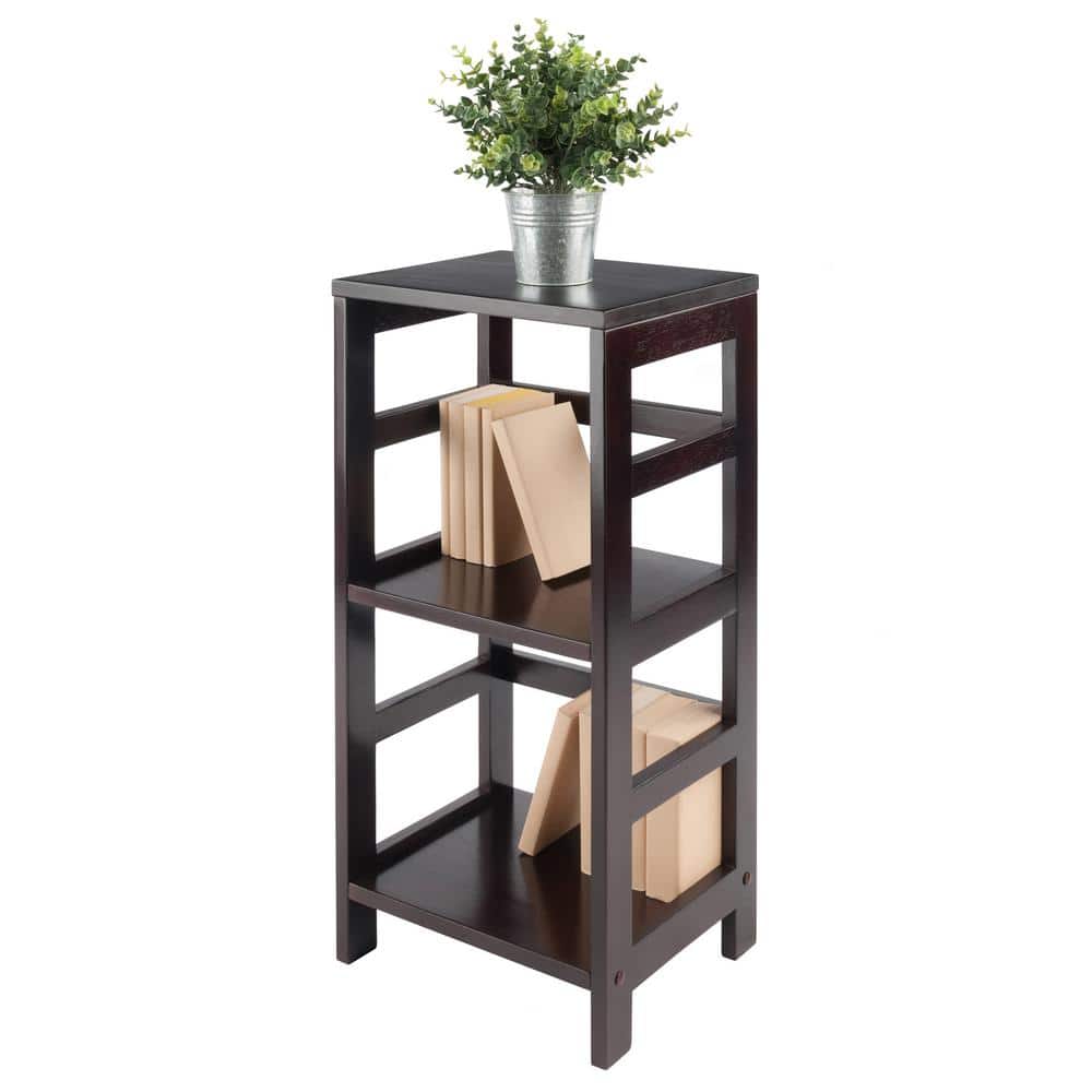 Espresso Finish Traditional Wooden 2-Tier Narrow Bookshelf