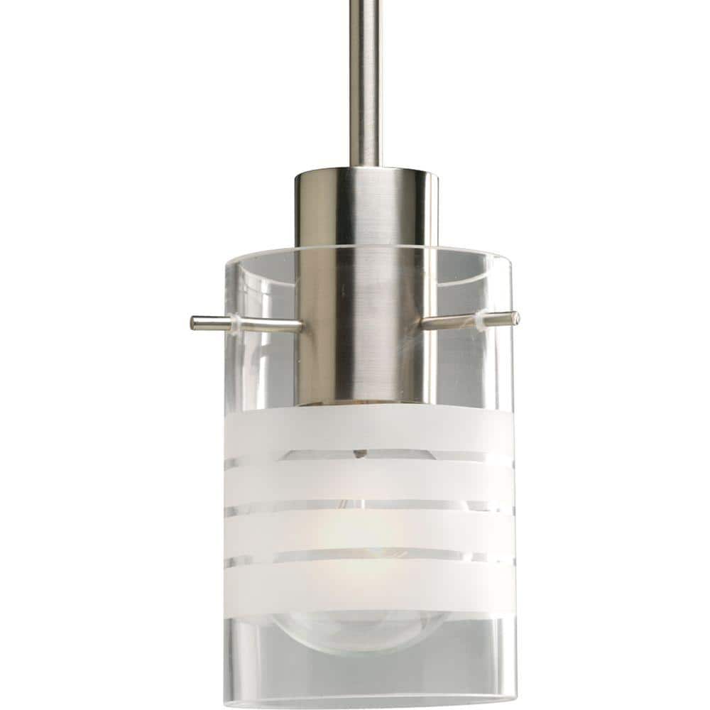 Fairview Brushed Nickel Mini Pendant with Clear and Etched Glass Shade