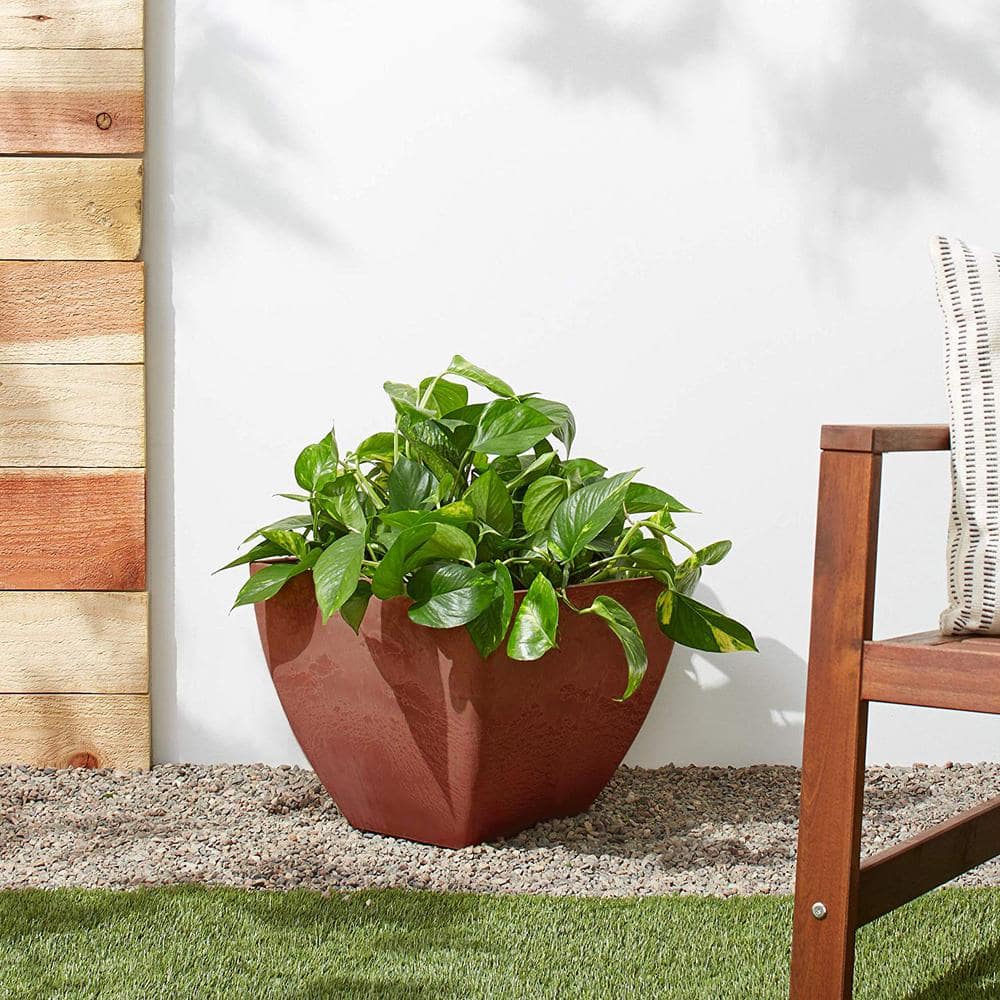 Large Terra Cotta Square Recycled Plastic Outdoor Planter