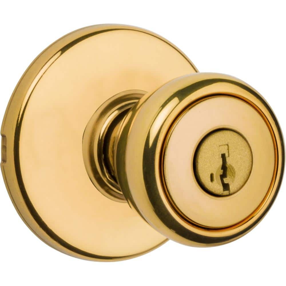 Kwikset Tylo Polished Brass Keyed Entry Door Knob Featuring SmartKey ...