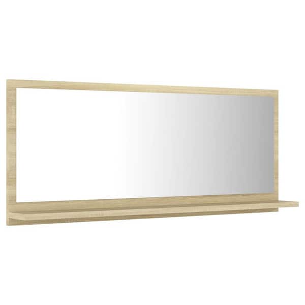 Unbranded 35.4 in. W x 14.6 in. H Rectangular Wood Framed Wall Mount Modern Decor Bathroom Vanity Mirror
