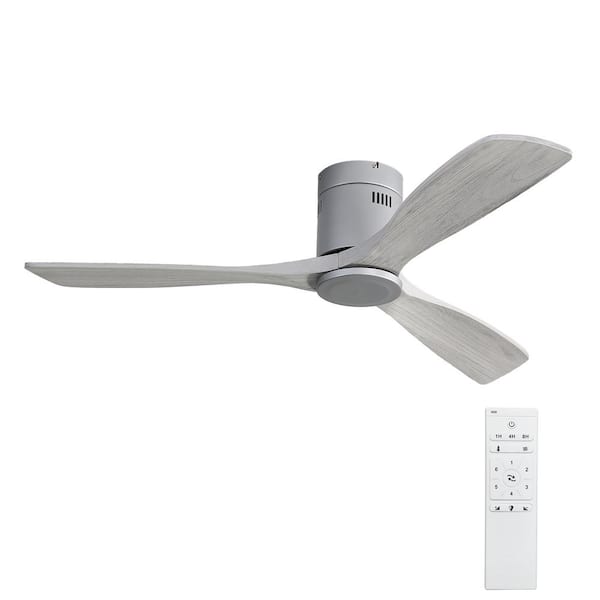 Etokfoks 52 in. Ceiling Fan 3 Carved Wood Blade Fan in Silver with