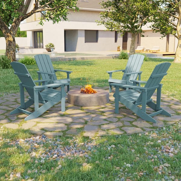 Lake Blue Recyled Plastic Weather Resistant Outdoor Patio Adirondack Chair (Set of 4)