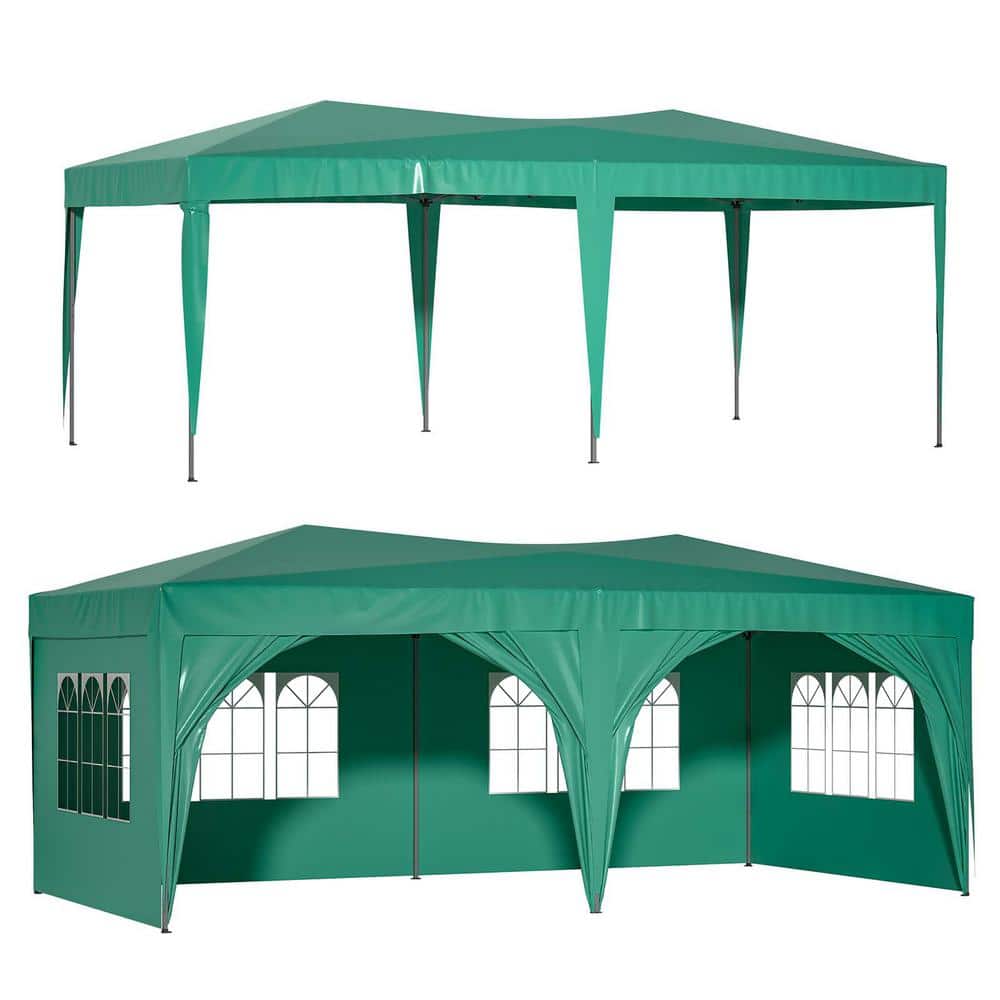 10 ft. x 20 ft. Green Outdoor Pop up Canopy Tent Portable Party Wedding Ten