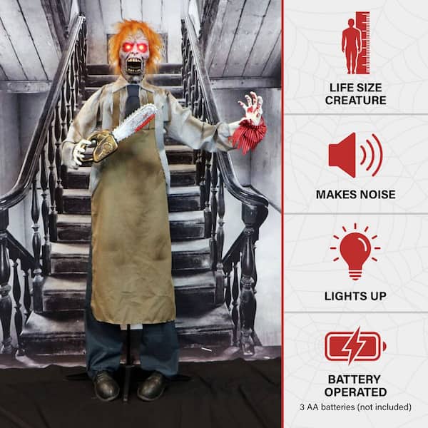 Haunted Hill Farm 67 in. Animatronic Zombie Carver with Movement