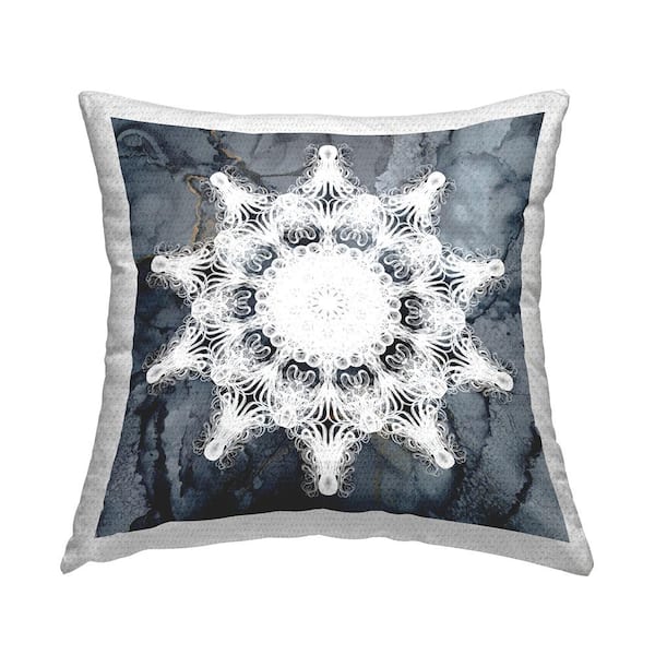 Stupell Industries Grey Boho Pattern Grey Square Outdoor Throw Pillow