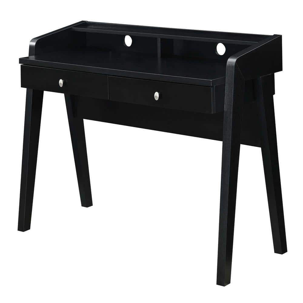 Newport Black 42" Contemporary Desk with Drawers & Shelf