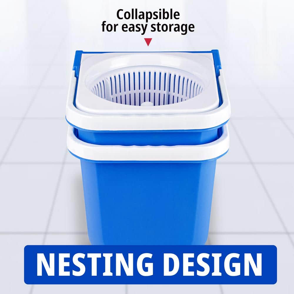 InstaMop Blue Microfiber Spin Mop and Bucket Set