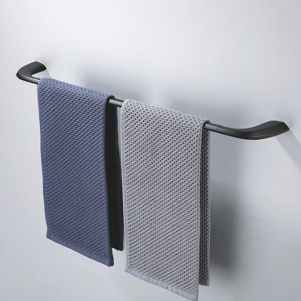 Bathroom 24 in. Wall Mounted Towel Bar Spot Resist Towel Holder in Matte Black
