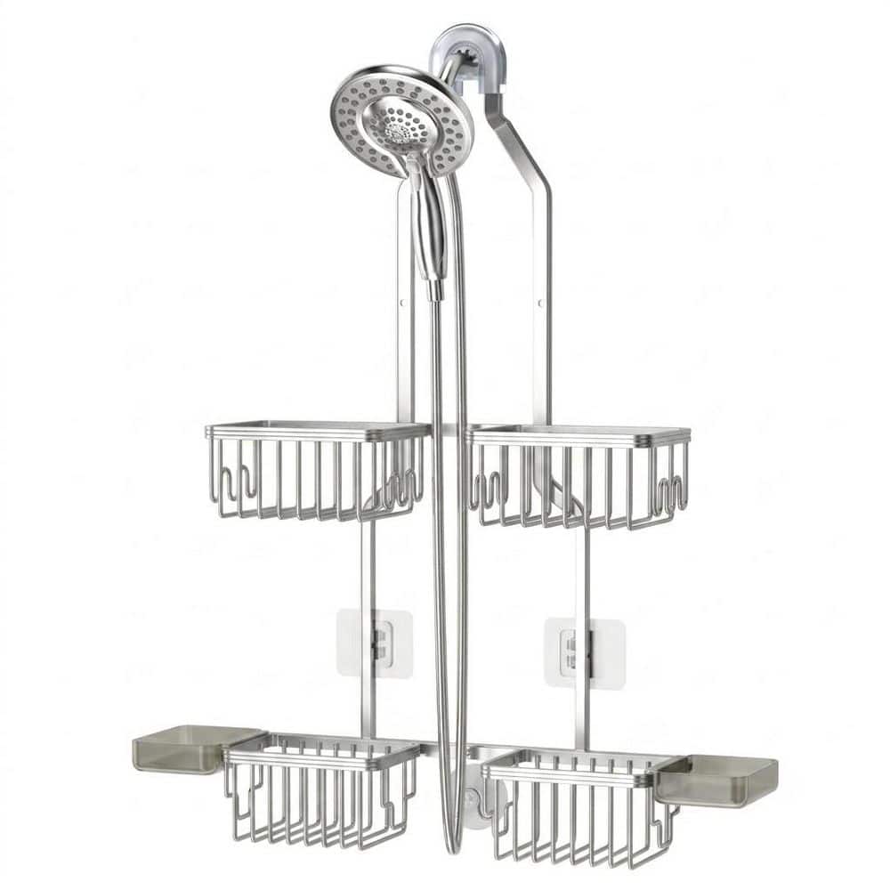 Hanging Adjustable Shower Caddy with Hooks, Soap Holders, Rustproof Over Shower Head Organizer in Silver price history on PriceWatchPro