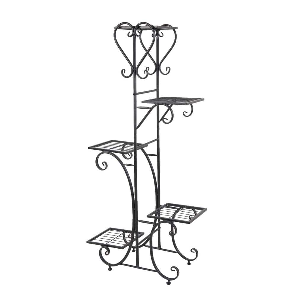 45.6 in. Tall Metal Plant Stand Indoor 5-Tier Flower Pot Rack with Square S