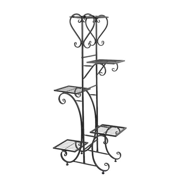 AESOME 45.6 in. Tall Metal Plant Stand Indoor 5-Tier Flower Pot Rack with Square Shelves