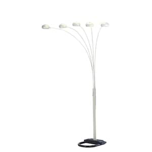 84 in. H White 5-Light Arc Floor Lamp with Dimmer Switch