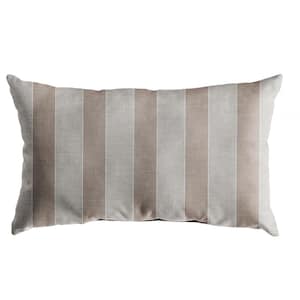 Sunbrella Beige Stripes Rectangular Outdoor Knife Edge Lumbar Pillow